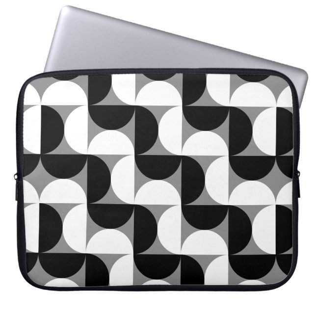 Midcentury Pattern Bowls Black White Laptop Sleeve (Front)