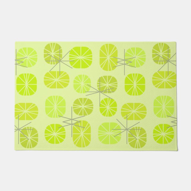 Midcentury Pattern Oblongs Chartreuse Doormat (Front)