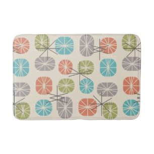 Midcentury Pattern Oblongs Colorful Multicolored Bath Mat
