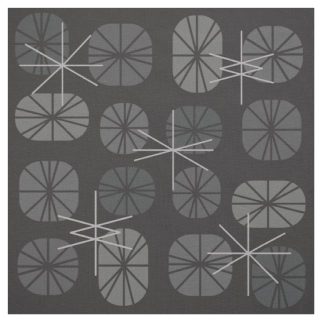 Midcentury Pattern Oblongs Dark Grey Fabric (Swatch)
