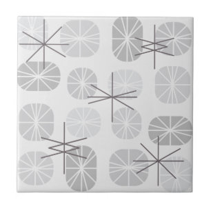 Midcentury Pattern Oblongs Light Grey Ceramic Tile