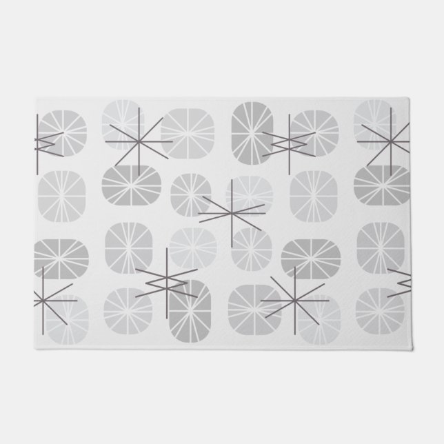 Midcentury Pattern Oblongs Light Grey Doormat (Front)