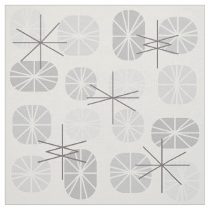 Midcentury Pattern Oblongs Light Grey Fabric