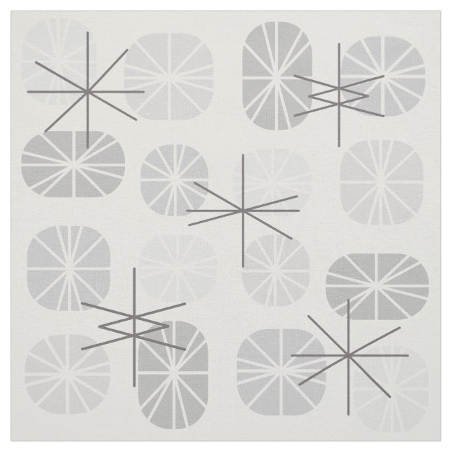 Midcentury Pattern Oblongs Light Grey Fabric (Swatch)