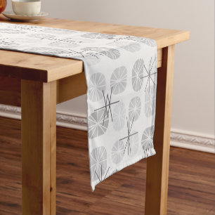 Midcentury Pattern Oblongs Light Grey Short Table Runner