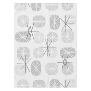 Midcentury Pattern Oblongs Light Grey Tablecloth