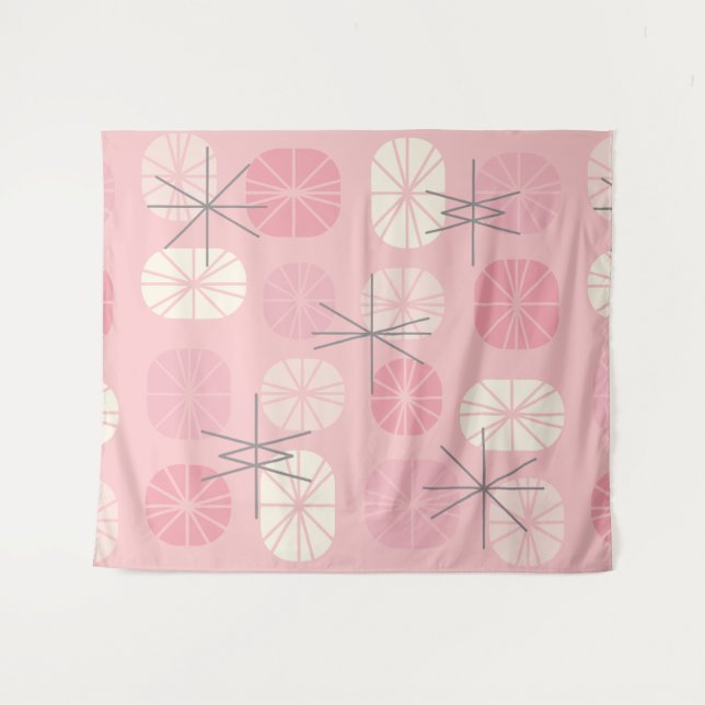 Midcentury Pattern Oblongs Pink Vanilla Tapestry (Front (Horizontal))