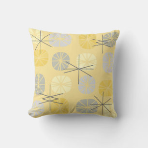 Midcentury Pattern Oblongs Yellow Grey Cushion