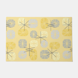 Midcentury Pattern Oblongs Yellow Grey Doormat