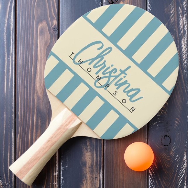 MidCentury Polo Candy Striping Warm Aqua Afternoon Ping Pong Paddle (Creator Uploaded)