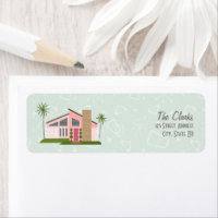 Midcentury Retro Pink House Label