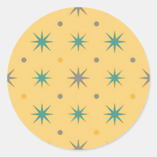 Midcentury Starburst Seamless Pattern Classic Round Sticker