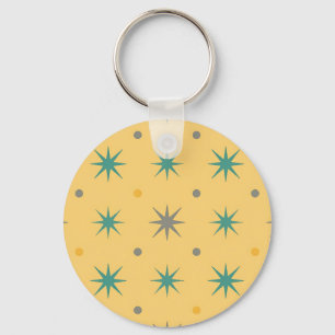 Midcentury Starburst Seamless Pattern Key Ring