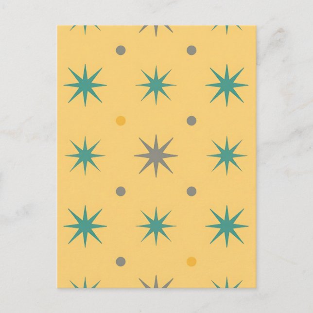 Midcentury Starburst Seamless Pattern Postcard (Front)