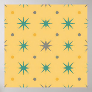 Midcentury Starburst Seamless Pattern Poster