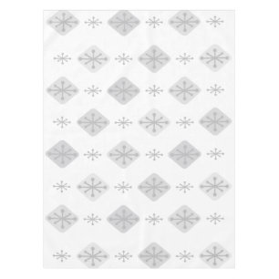 Midcentury Starbursts Diamonds Light Grey Tablecloth