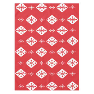 Midcentury Starbursts Diamonds Red Tablecloth