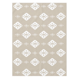 Midcentury Starbursts Diamonds Taupe Tablecloth