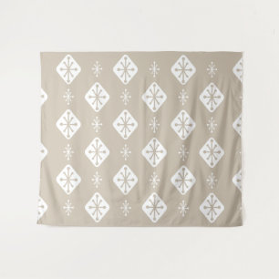Midcentury Starbursts Diamonds Taupe Tapestry