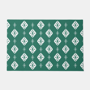 Midcentury Starbursts Diamonds Teal Doormat