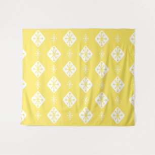 Midcentury Starbursts Diamonds Yellow Tapestry