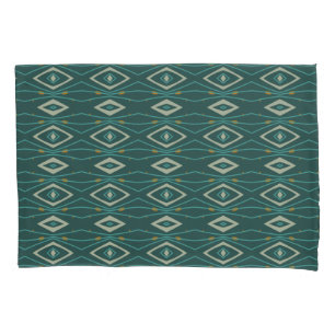 Midcentury Style Diamonds Orange Teal Abstract Pillowcase