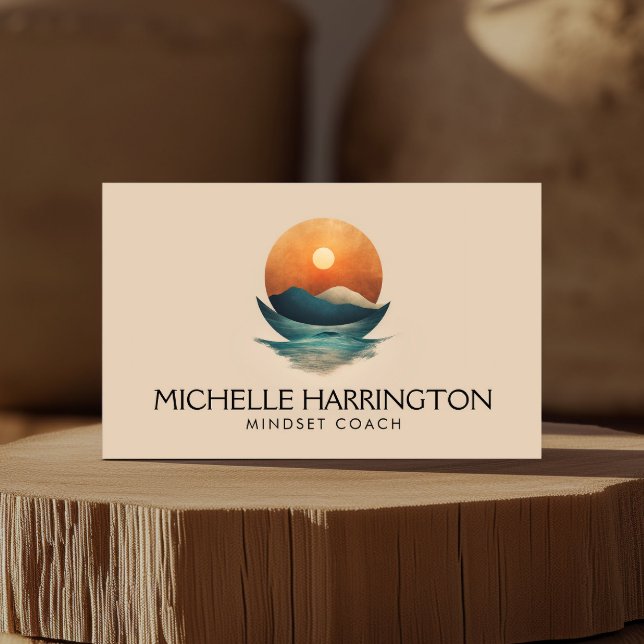 Midcentury Tranquillity Life Coach, Meditation Business Card (Creator Uploaded)