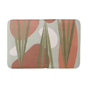 Midcentury Vintage Abstract Plants & Rocks Bath Mat