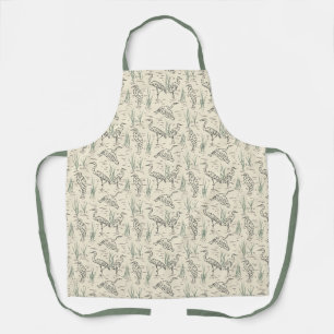 Midday Egrets - Along the River - birds pattern. Apron
