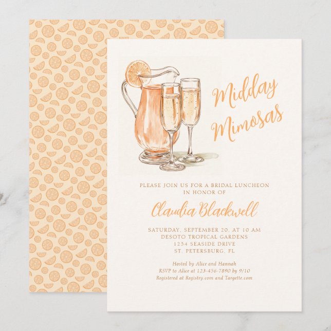 Midday Mimosas Bridal Luncheon Shower Invitation (Front/Back)