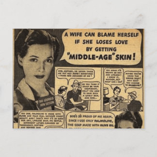 “Middle-Age Skin” Old Retro Ad Postcard