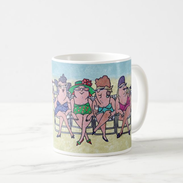 Middle aged bathing beach beauties Coffee Mugs (Front Right)