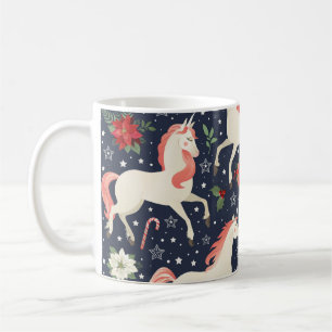 Middle Ages print Unicorns on a Christmas floral b Coffee Mug