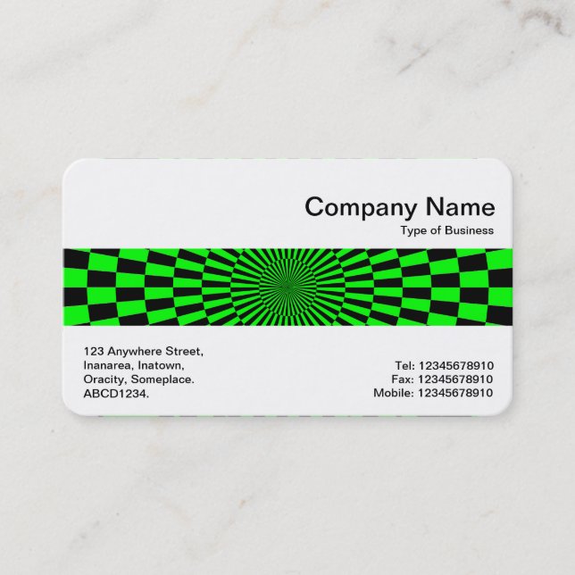 Middle Band - Op Art Green and Black Business Card (Front)
