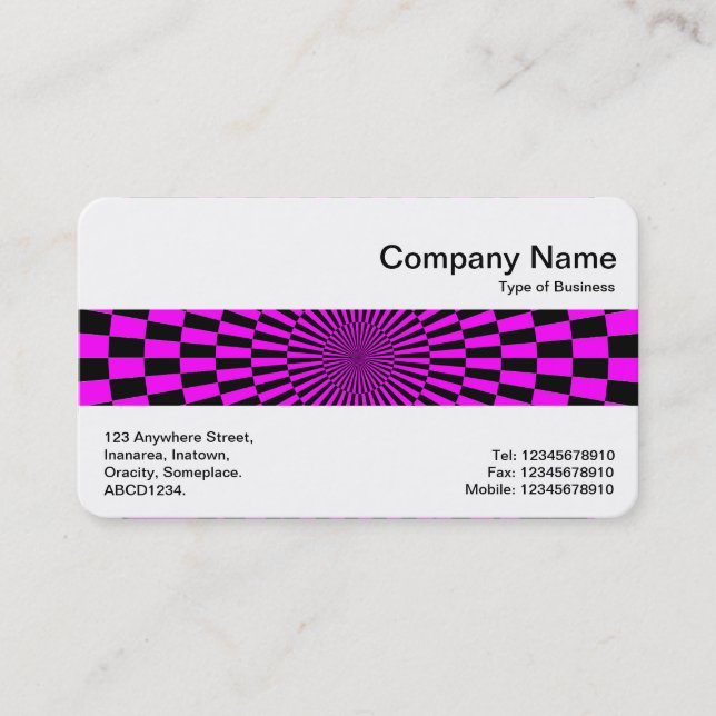 Middle Band - Op Art Magenta and Black Business Card (Front)