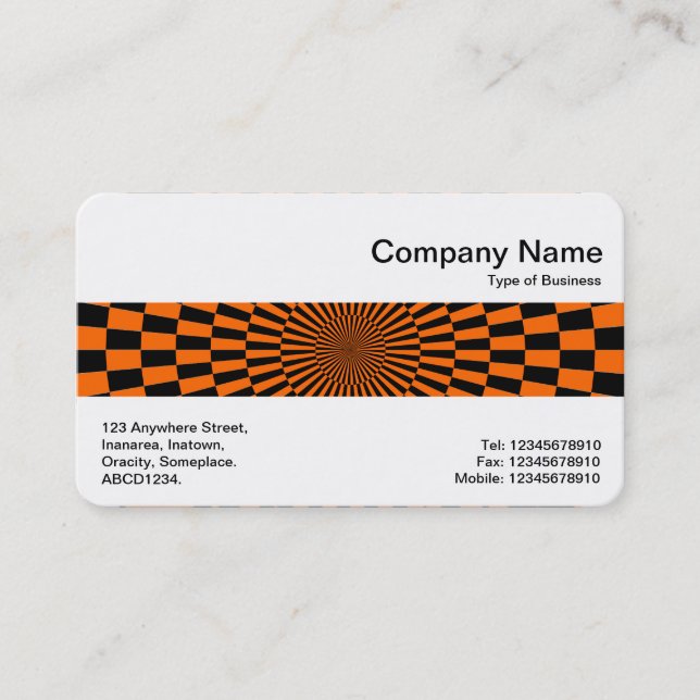 Middle Band - Op Art Orange and Black Business Card (Front)