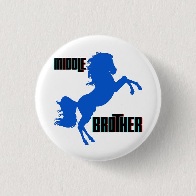 Middle Brother Horse Rearing 3 Cm Round Badge (Front)