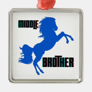 Middle Brother Horse Rearing Metal Ornament