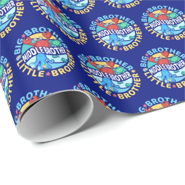 Middle Brother is a Big and Little Brother Wrapping Paper (Roll Corner)