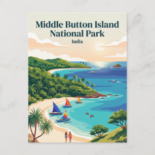 Middle Button Island National Park India Postcard