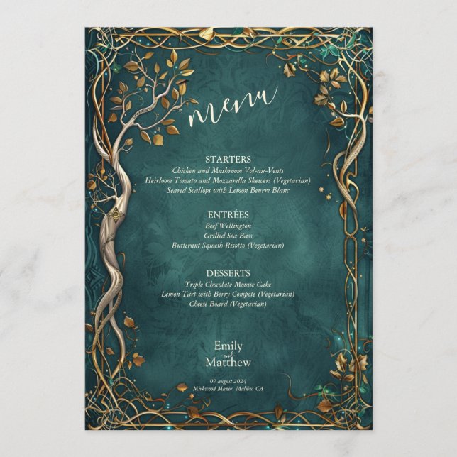 Middle-earth Majesty Wedding Menu (Front)
