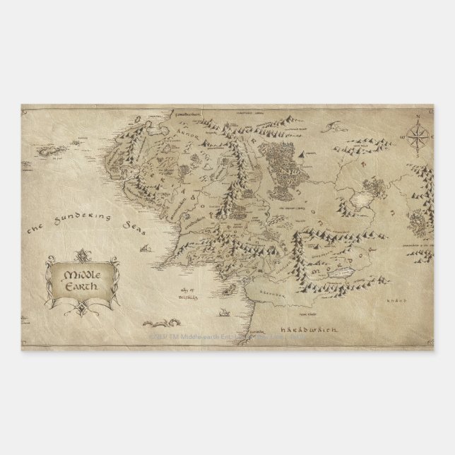 MIDDLE-EARTH™ Map Rectangular Sticker (Front)