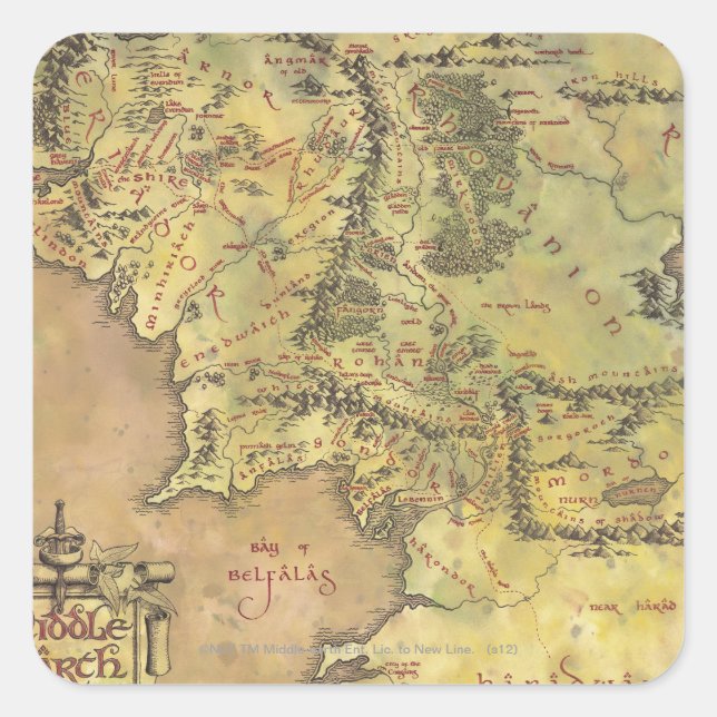 MIDDLE EARTH™ Map Square Sticker (Front)