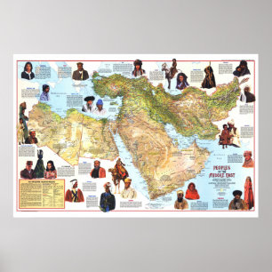 " Middle East: 1972 People and Cultures map ... Poster