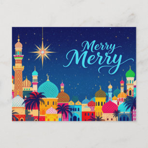 Middle East City Christmas Star Holiday Postcard