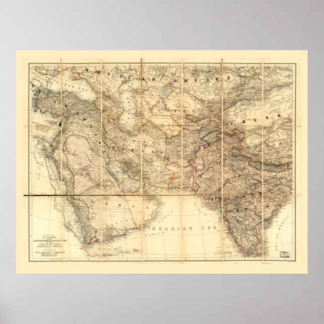 Middle East Map (1885) Poster (Front)