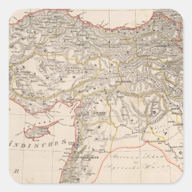 Middle East, Turkey, Syria Square Sticker (Front)