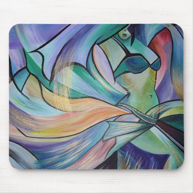 Middle Eastern Belly Dancer With Pastel Veils Mouse Pad (Front)