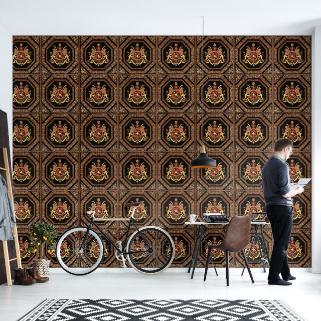 Middle Eastern Royal Crest Designer Wallpaper (Living Room)
