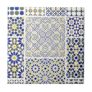 Middle Eastern Tile Patterns in Blue and Yellow